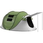 Outsunny Pop Up Tent, Instant Camping Tent with Porch and Carry Bag, 3000mm Waterproof, for 2-3 People, Green, (Poles Included)