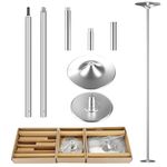 YuLuoXiang Professional 45mm Dance Pole for Home, Heavy Duty Spinning Static Dancing Pole Kit, Portable Removable Steel Stripper Pole with Solid Threaded Safety Connections - Silver