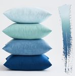 MIULEE Set of 4 Cushions 4 Pack Cushion Covers Throw Pillow 16x16 inch 40x40 cm Navy Blue Velvet Cushion Covers for Sofa Decoration Living Room Bed Chair Soft with Invisible Zipper