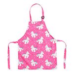 TOPWAYS Cartoon Canvas Kids Aprons, Adjustable Neck Children's Apron for Cooking Baking Painting Wear (pink unicorn apron)