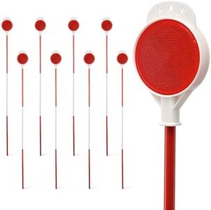 Driveway Markers, 8 Pack 0.5 Inch Diameter Metal Poles Double Side Driveway Reflectors Markers for Walkways, Snow Stakes with Reflective Tape, Easy Visibility
