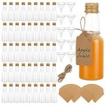 100 Pcs Mini Liquor Bottles 2oz Mini Alcohol Bottles Plastic Shot Bottles With Caps, 60ml Small Spirit Bottles Mini Olive Oil Bottles for Party Favors Wedding (10 Funnels+100 Kraft Tags+65 ft Rope)