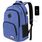 School Backpack for Teen Boys, Girls Bookbag for High School College Backpack with USB,Blue