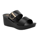 BELLA by Labella Women Fashion Wedge Slip On with Buckle Black Sandal | Durable | Stylish | Comfortable | Slip Resistant | Lightweight and Breathable | 6 UK