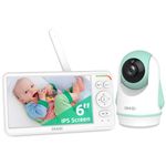 OKAIDI Baby Monitor with Camera and Audio, 6.0" IPS Ultra-Large Screen with 30-Hour Battery, 1000ft Range Baby Monitor No WiFi, Night Vision,2-Way Talk,Remote Pan-Tilt-Zoom Camera,Home Security Camera