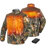 TIDEWE Men’s Heated Jacket Fleece with Battery Pack, Truetimber Rechargeable Coat for Hunting (Camo, Size XL)