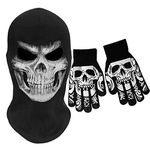 SGHE Skeleton Skull Halloween Balaclava Cap Full Face Mask for Gift Motorcycle Cycling Outdoor Sporting Camping Hiking Skiing Winter Warm With Gloves