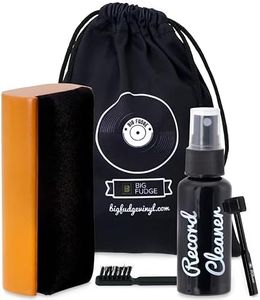Big Fudge Vinyl Record Cleaning Kit - Complete 4-in-1 - Includes Ultra-Soft Velvet Record Brush, XL Cleaning Liquid, Stylus Brush and Storage Pouch! Will NOT Scratch Your Records! …