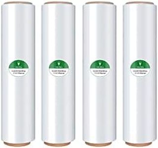 YXX-TECH Stretch Wrap Roll - Heavy Duty Industrial Strength 18inch 1500ft,Clear Cling Shrink Wrap Film Roll 80 Gauge - Ideal for Furniture, Moving, Shipping, and Pallet Packing(Clear-4Pack)