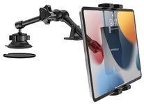 woleyi Car/Truck Tablet Holder for Dashboard Windshield, Vehicle Heavy Duty Suction Tablet Mount with Metal Arm for 4-12.9" Tablet & Phones, iPad Pro/Air/Mini, Galaxy, Lenovo, iPhone etc