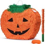 Pumpkin Piñata Funny Piñata with Blindfold and Bat for Halloween Party, Cinco De Mayo, Fiestas Decorations Party Favors