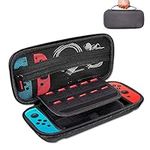 Carrying Case for Nintendo Switch, Protective Portable Hard Shell Pouch for Nintendo Switch, Premium Travel Game Bag with 20 Game Card Slots for Switch Accessories. (Black)