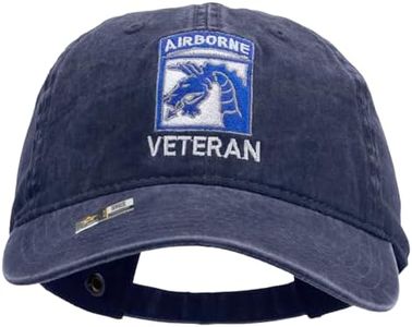 e4Hats.com 18th Airborne Corps Veteran Embroidered Washed Solid Pigment Dyed Cotton Twill Brass Buckle Cap - Navy OSFM