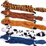 SHARLOVY Dog Squeaky Toys 5 Pack, Pet Toys Crinkle Dog Toy No Stuffing Animals Dog Plush Toy Dog Chew Toy for Large Dogs and Medium Dogs Squeeky Doggie Toys 5 Pack for Large Dogs Multi-Colored