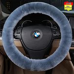 Sisha-A Wool Car Steering Wheel Cover 100% Natural Wool Steering Wheel Protector, Fluffy Warm Durable and High Elasticity Suit for Steering Wheel Size 14.5-16 inches