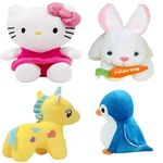 Future Shop Combo of 4 Animals Soft Toy for Kids, Baby Playing Soft Toy Best Stuff Toys for Kids Birthday Gift, Adorable Plush Soft Toys for Baby Boys and Girls Kids