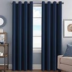 H.VERSAILTEX Premium Blackout Navy Curtains Thermal Insulated Home Fashion Window/Door Panel Drapes for Living Room,Antique Grommets,52" W x 84" L - Set of 2
