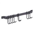 Fasthomegoods Castro Wall Mounted Hanging Iron Gourmet Kitchen Bar Rack Rail and 10 S Hooks Set Utensil Pot Pan or Lid Storage Organizer