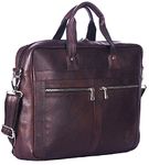 J. Wilson London Genuine Leather 15" Laptop Handmade Unisex Flapover Everyday Crossover Work iPad Shoulder Messenger Briefcase Bag (Brick Reddish Brown)