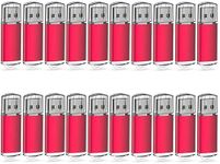 JUANWE 16GB USB Flash Drive 20 Pack USB Stick USB 2.0 Flash Drive 16GB Thumb Drive Bulk Jump Drive Pack 20Pcs PC Laptop Data Storage Protective Cap and LED Indicative Design Memory Stick - Red