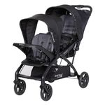 Baby Trend Sit n Stand Double 2.0 Stroller - Convertible Multi-Use Easy Fold Travel Toddler & Baby Tandem Double Stroller with Safety Harness and Storage Basket - Dash Black