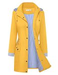 Yellow Raincoat Women Rain Jacket with Hood Outdoor Rain Coat Lightweight and Windproof Yellow L