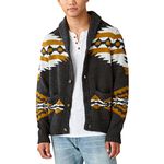 Lucky Brand Men's Legacy Print Shawl Cardigan Sweater, Charcoal Combo, XL