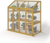 Cold Frame Greenhouse for Winter Large Wooden Greenhouse Garden Polycarbonate Portable Greenhouse 2-Tier Greenhouse Cabinet with Shelf for Outdoor Indoor Use Large