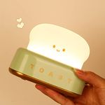 Cute Toast Lamp Bread Night Light Rechargeable, Portable Kids Toast Nightlight Adjustable Brightness Bedside Night Lamp Cute Room Decor for Teens Girls Christmas Gifts (Green)