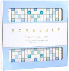 WS Game Company Scrabble Bianco Edition with Rotating Wooden Game Board