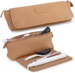 BAREFOOT CARIBOU Hair Tools Travel Bag and Heat Resistant Mat for Flat Irons, Straighteners, Curling Iron, and Haircare Accessories, 2-in-1 Design, with Interior Pockets, Portable Organizer (Brown)