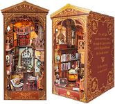 Roroom DIY Book Nook Kit, DIY Dollhouse Booknook Bookshelf Insert Decor Alley,3D Wooden Puzzle with LED Lighting Book Nook Bookshelf Insert Wood Bookend Model Building (Magic Books-SQ-06)
