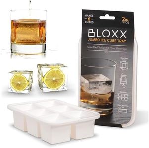BLOXX Silicone Ice Cube Tray with Lid for Freezer | BPA Free Ice Cube Tray Mold Makes 2in Cubes | Stackable Ice Cube Molds is Dishwasher Safe | Easy release 6 Flexible Ice Cube Trays for Freezer