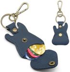 Guitar Picks Holder Case for Acoustic Electric Guitar, Variety Pack Bass Picks Storage Pouch Organizer, Leather Guitar Plectrums Bag with Keychain and Hook for Guitar Players, Case Only, Navy Blue