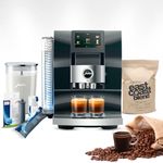 Jura Z10 (Diamond Black) Bundle with Filter Cartridge Water Stabilizer, Milk System Cleaner Mini-Tabs, Cleaning Tablets, Milk Containers, and Capresso Coffee Bean (6 Items)