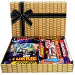 Sweets and Chocolate Gift Box - Pick n Mix Sweets Chocolate Hamper in Wicker Style Printed Box | Gift Box for All | 350gm Sweets & 13 Standard Bars