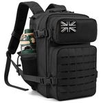 QT&QY 25L Military Tactical Backpacks For men Survival Army Laser cut Molle Daypack small EDC Bug Out Bag Gym Rucksack With Dual Cup Holders medical Rucksack Black