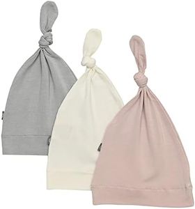 KYTE BABY Rayon Made from Bamboo Baby Beanie Soft Knotted Caps, 3 Pack (Newborn, Storm/Blush/Cloud)