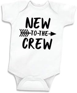 Bump and Beyond Designs Baby-Boys New to the Crew Pregnancy Announcement Newborn Leotard White, 0-3 Months