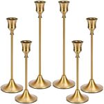 Dianjingjumei Candle Holder Gold Candlestick Holder - Taper Candle Holders Brass Candlestick Holders Set of 6 Fireplace Decor Candelabra Table Décor Pillar Candle Holder for Wedding