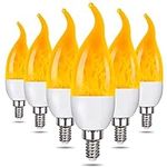 Venforze E12 Flame Bulbs 6 Pack, 3 Mode LED Candelabra Flame Light Bulb 1.2 Watt Warm White Chandelier Flame Bulbs,1800k Candle Light Bulbs, Flame Tip for Christmas Party Decorations