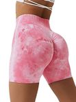 ViKiUiKi Women's Tie-Dye Seamless Workout Shorts High Waisted Scrunch Butt Lifting Tummy Control Gym Fitness Athletic Yoga Shorts (#1 Tie Dye Pink,S), #1 Tie Dye Pink, Small