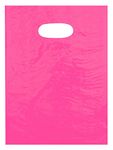 9x12 Hot Pink Die Cut Handle Plastic Shopping Bags 100/cs - Bags Direct Brand