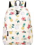 School Bookbags for Girls, Cute Pineapple Laptop Backpack Women Daypack Travel Bag Satchel by Mygreen(Beige-Medium)