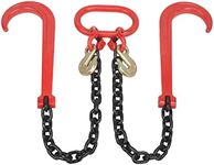 BATONECO G80 3/8" x 2' V Bridle J-Hook Tow Chain, Tow Recovery Chain 7100 Lbs WLL, Two 15" J-Hook & Eye Cradle Grab Hook