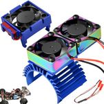 Dual Fan Heat Sink 28000PRM 36mm Replacement for #3340 Fits RC VXL-3s ESC 36mm Motor Cooling Fan Heat Sink Compatible with 1/8 1/10 Traxxas HPI Wltoy Tamiya Redcat Pro-Line 540 550 Motors（Blue,Blue）