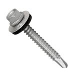 8 mm x 25 mm Roofing Screws, Hex Head Self-Drilling Roof Screws with Rubber Sealing Washer, Rust Proof, Weather Resistant, Zinc Plated, Coarse Threaded, Clading Steel Screw for Tin Roof (50 pcs)