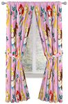 Disney Princess Sassy 84" Inch Drapes 4 Piece Set - Beautiful Room Décor & Easy Set Up, Bedding Features Aurora & Rapunzel - Window Curtains Include 2 Panels & 2 Tiebacks (Official Disney Product)