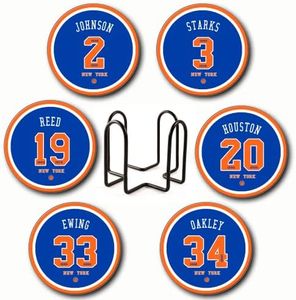 Yn Knick Coasters for Men, 6 Pack New York Basketball Ceramic Coasters for Drink, for Knick Gifts, Knick Mug Cup, Knick Man Cave Home Decor, Knick Decorations