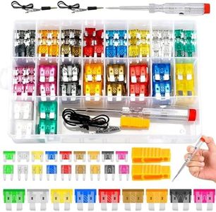 QIOON Fuse Assortment Kit, 306 Pcs Car Boat Truck SUV Auto Automotive Assorted Replacement Blade Fuses Standard & Mini - (2A/5A/10A/15A/20A/25A/30A/35A) with Fuse Puller and Circuit Tester